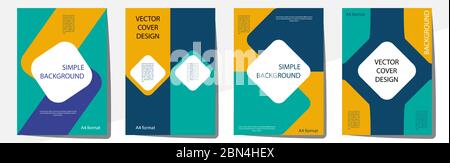 Geometric cover design templates A-4 format. Editable set of layouts for covers of books, magazines, notebooks, albums, booklets. Flat design, modern Stock Vector