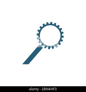 Seo search Gears Tool . Magnifyng gear glass. Stock vector illustration isolated on white background. Stock Vector