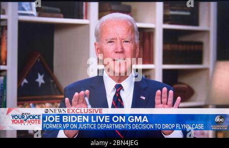 Wilmington, Delaware, USA. 12th May, 2020. A screen grab of Vice President JOE BIDEN being interviewed by GEORGE STEPHANOPOULOS on ABC's 'Good Morning America. Credit: Brian Cahn/ZUMA Wire/Alamy Live News Stock Photo