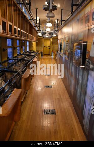 A Railroad Mail Car on display at the North Carolina Transportation Museum. Stock Photo