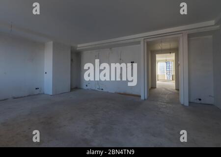 Interior empty house light room in new building renovation or under construction Stock Photo