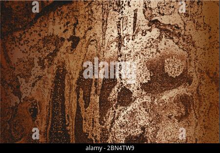 Distressed overlay texture of rusted peeled golden metal. grunge background. abstract halftone illustration Stock Photo