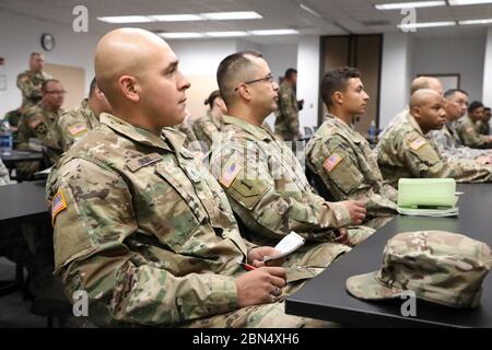 National Guard Soldiers receive a welcome briefing at U.S. Border Patrol Yuma Sector, April 18, 2018. Stock Photo