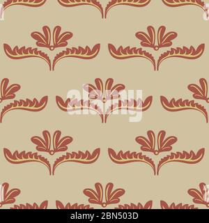 simple floral brown damask seamless vector pattern Stock Vector