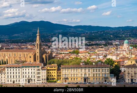 Florence, Italy - August 16, 2019: View of Florence Skyline and landscape of Tuscany, Italy