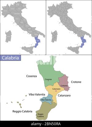 Calabria is a region in Southern Italy Stock Vector