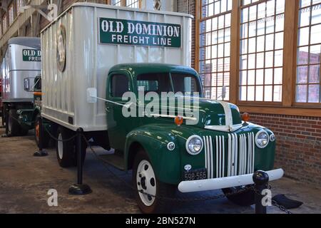 A 1946 Ford Truck on display at the North Carolina Transportation Museum. Stock Photo
