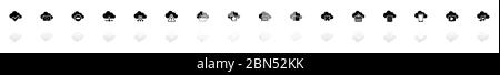 Computing Cloud icons - Black horizontal Illustration symbol on White Background with a mirror Shadow reflection. Flat Vector Icon. Stock Vector