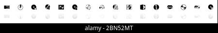 Compact Disk icons - Black horizontal Illustration symbol on White Background with a mirror Shadow reflection. Flat Vector Icon. Stock Vector