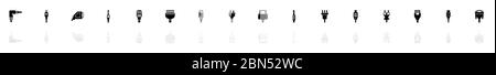 Plug icons - Black horizontal Illustration symbol on White Background with a mirror Shadow reflection. Flat Vector Icon. Stock Vector