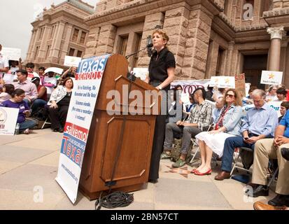 Austin Texas USA, March 24th, 2012: Female politician speaks during a Save Texas Schools Rally on the steps of the Texas Capitol. The rally protests budget cuts to public education. ©Marjorie Kamys Cotera/Daemmrich Photography Stock Photo