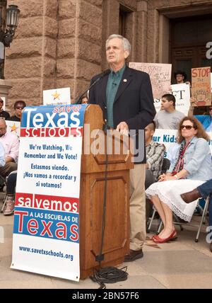 Austin Texas USA, March 24th, 2012: U. S. Congressman Lloyd Doggett, D-Austin, speaks during a Save Texas Schools Rally on the steps of the Texas Capitol. The rally protests budget cuts to public education. ©Marjorie Kamys Cotera/Daemmrich Photography Stock Photo