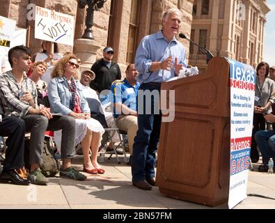 Austin Texas USA, March 24th, 2012: State Sen. Kirk Watson. D-Austin, speaks during a Save Texas Schools Rally on the steps of the Texas Capitol. The rally protests budget cuts to public education. ©Marjorie Kamys Cotera/Daemmrich Photography Stock Photo