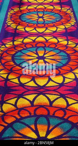 Colorful carpet for the easter procession in Guatemala Stock Photo