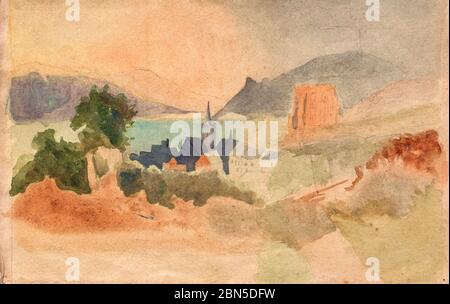 Roman Landscape by Franz Johann Heinrich Nadorp (German, 1794-1876) Stock Photo