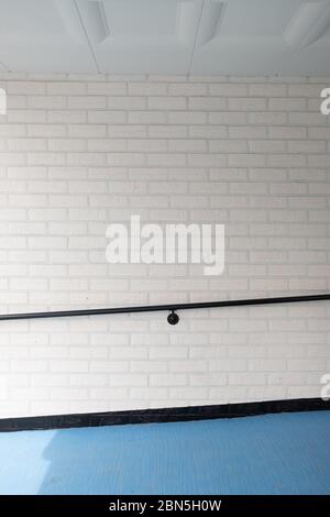 Modern architecture. White brick wall and handrail Stock Photo