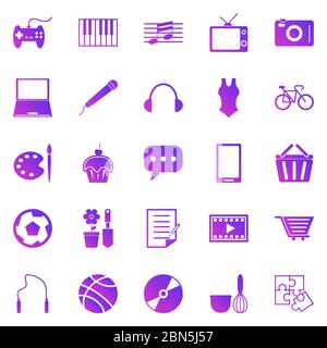 Hobby gradient icons on white background, stock vector Stock Vector