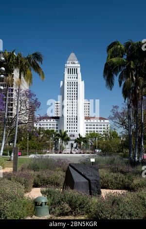 Los Angeles City Hall tower in downtown on a sunny day Stock Photo