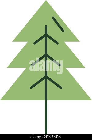 pine tree flat style icon Stock Vector
