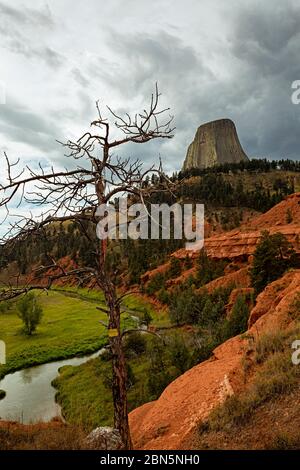 Devils Tower with the Red Beds and Belle Fourche River in Devils Tower ...