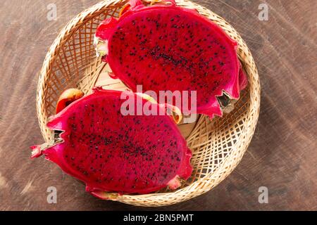 Delicious red dragon fruit, pitahaya fruit Stock Photo
