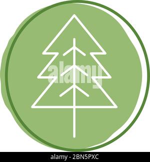 pine tree block style icon Stock Vector