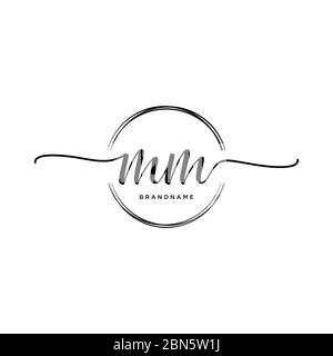 Initial MM handwriting logo with circle template vector Stock