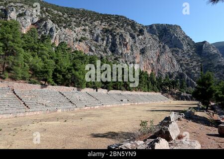 The stadium, Delphi, Greece Stock Photo