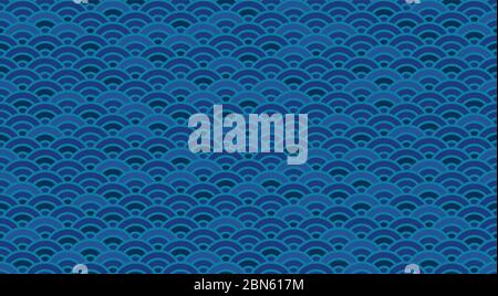 Chinese and Japanese wave seamless wallpaper.Oriental sea background. Trational Thai river illustration. Water wave decorate for backdrop or packaging Stock Vector