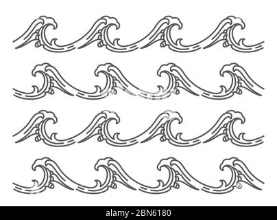 Big Japan wave pattern vector isolated on white background. Editable. - Vector. Stock Vector