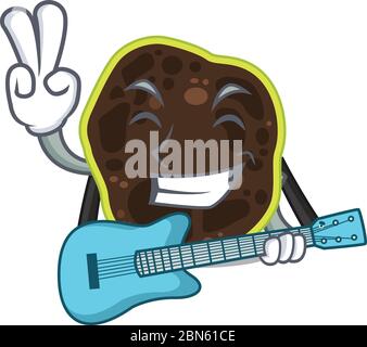 brilliant musician of firmicutes cartoon design playing music with a guitar