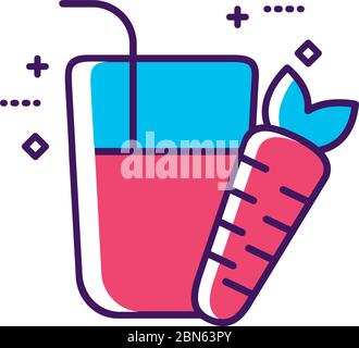 carrot fresh juice line and fill style Stock Vector