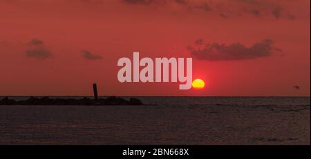 Alba Adriatica  (Abruzzo, Italy) - The sunrise on the Adriatic sea. Stock Photo