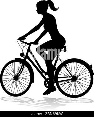 Woman Bike Cyclist Riding Bicycle Silhouette Stock Vector