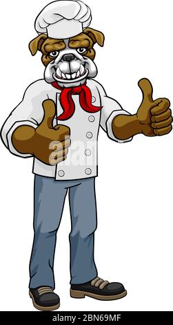 Bulldog Chef Mascot Thumbs Up Cartoon Stock Vector