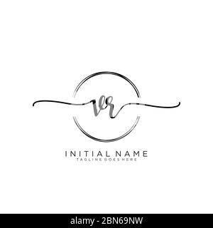 VR Initial Letter handwriting logo hand drawn template vector, logo for ...