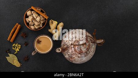 Traditional Indian hot tea Masala chai Stock Photo