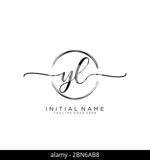 Y L Initial Handwriting Logo With Circle Template Vector Vector