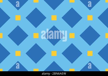 Seamless geometric pattern, texture or background vector in blue and yellow colors. Stock Vector