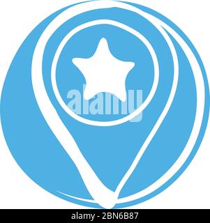 pin location with star usa for 4 of july block style icon Stock Vector