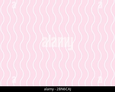 Geometric minimalist white stripe wave line pattern in vertical thick lines on soft pink background, smooth zig-zag or motion curve lines textile. Stock Vector