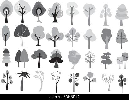 Different designs for cartoon trees. Vector illustration. Stock Vector