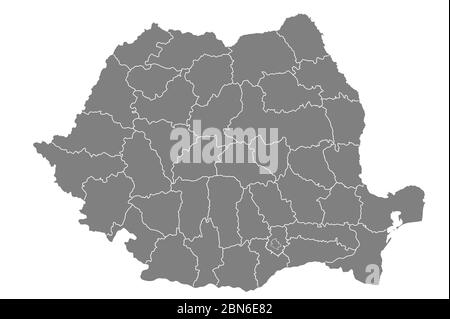 Map of romania with grey background Stock Photo