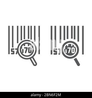 Barcode search line and glyph icon, logistic and delivery, order tracking sign vector graphics, a linear icon on a white background, eps 10. Stock Vector