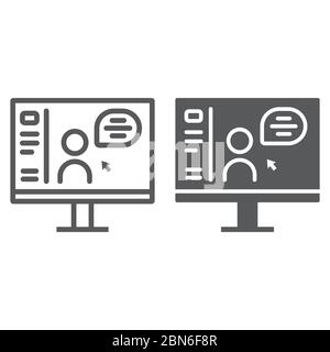 Online Course line and glyph icon, education and school, distance education sign vector graphics, a linear icon on a white background, eps 10. Stock Vector