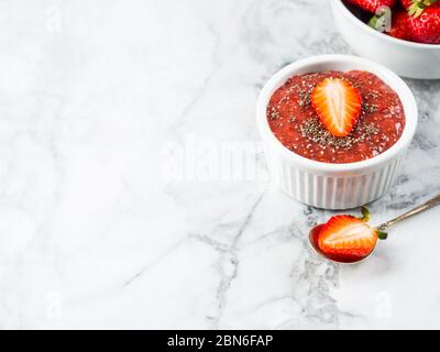 Strawberry chia jam made with chia seeds Stock Photo
