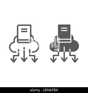 Cloud Library line and glyph icon, education and school, book with cloud sign vector graphics, a linear icon on a white background, eps 10. Stock Vector