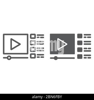 Video tutorials line and glyph icon, education and school, online streaming website sign vector graphics, a linear icon on a white background, eps 10. Stock Vector