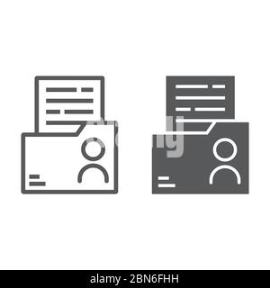 Student profile line and glyph icon, education and school, man with folder sign vector graphics, a linear icon on a white background, eps 10. Stock Vector