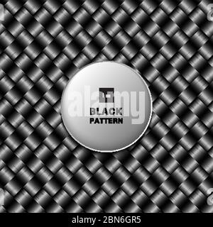 Abstract 3D black metallic weave pattern on dark background and texture. Vector illustration Stock Vector